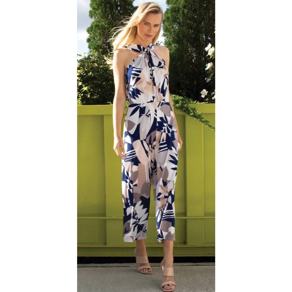 Clara Sun Woo Grecian Halter Jumpsuit Wide Leg Cropped